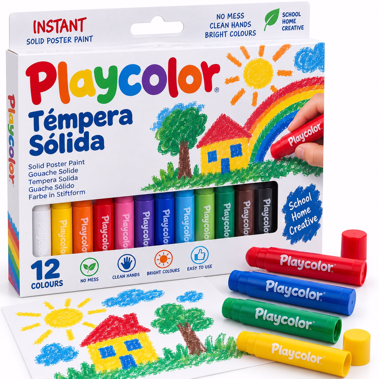 Témpera sólida en barra 12 colores