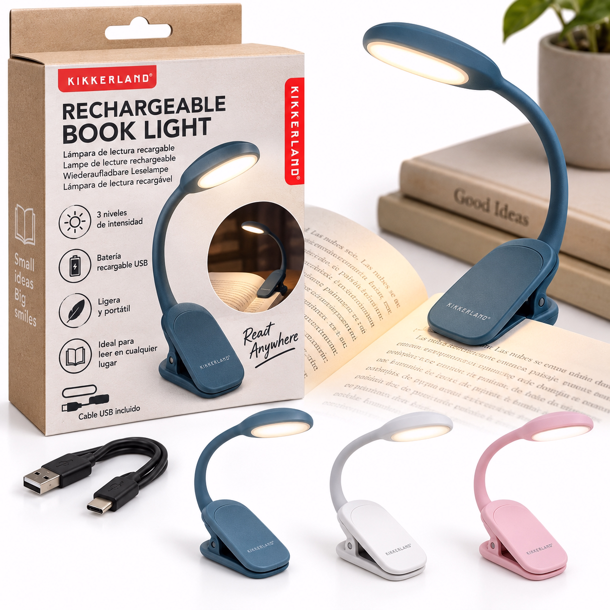 Lámpara de lectura recargable USB