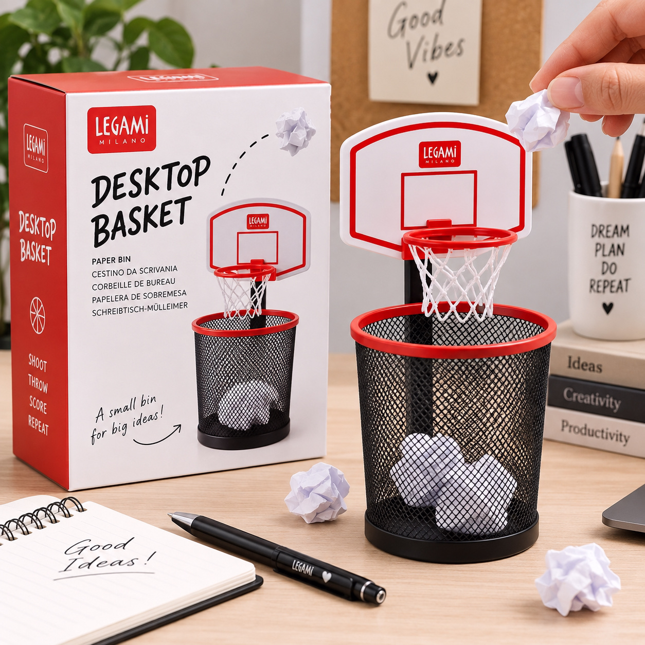 Papelera de sobremesa cesta baloncesto