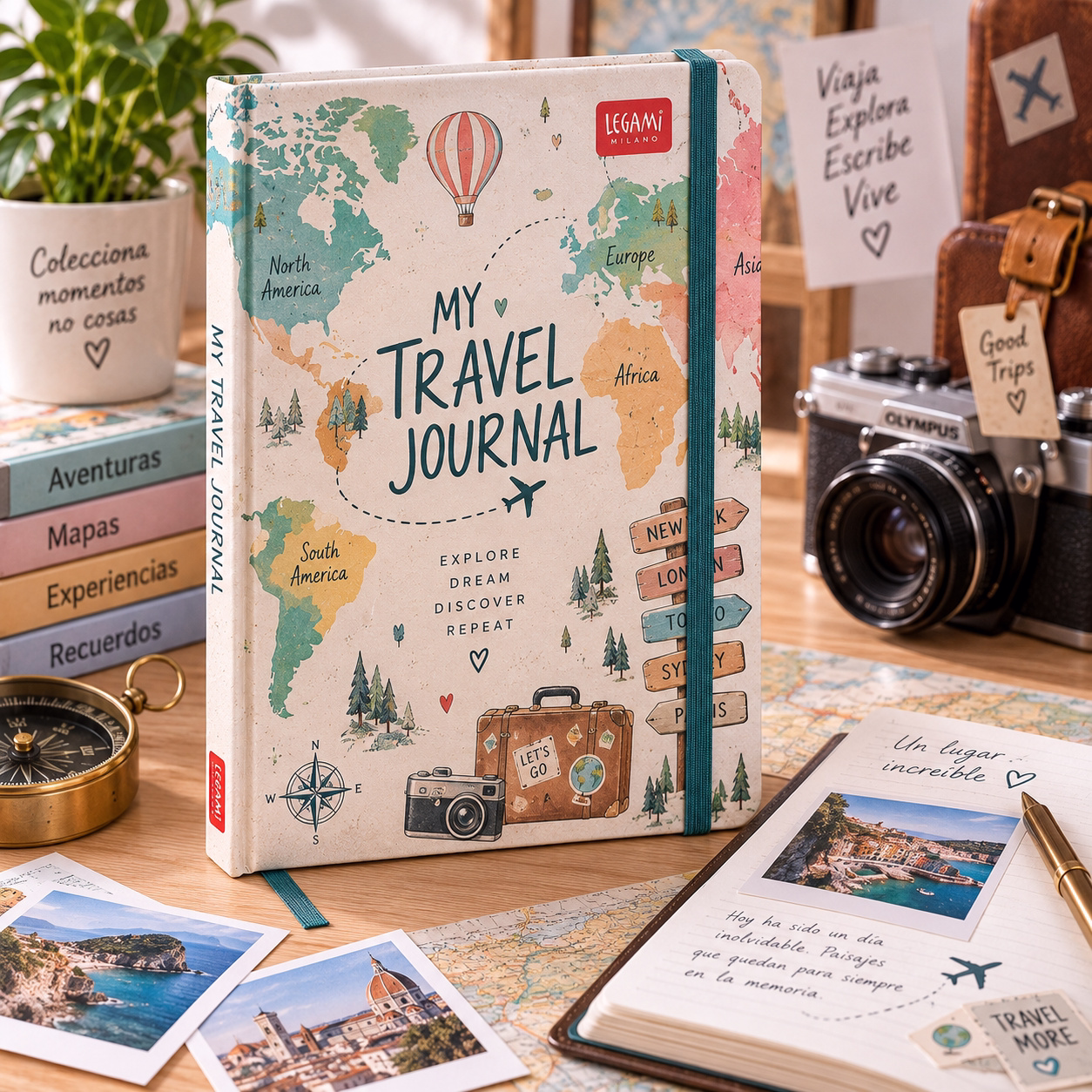 Diario de viaje con mapas ilustrados