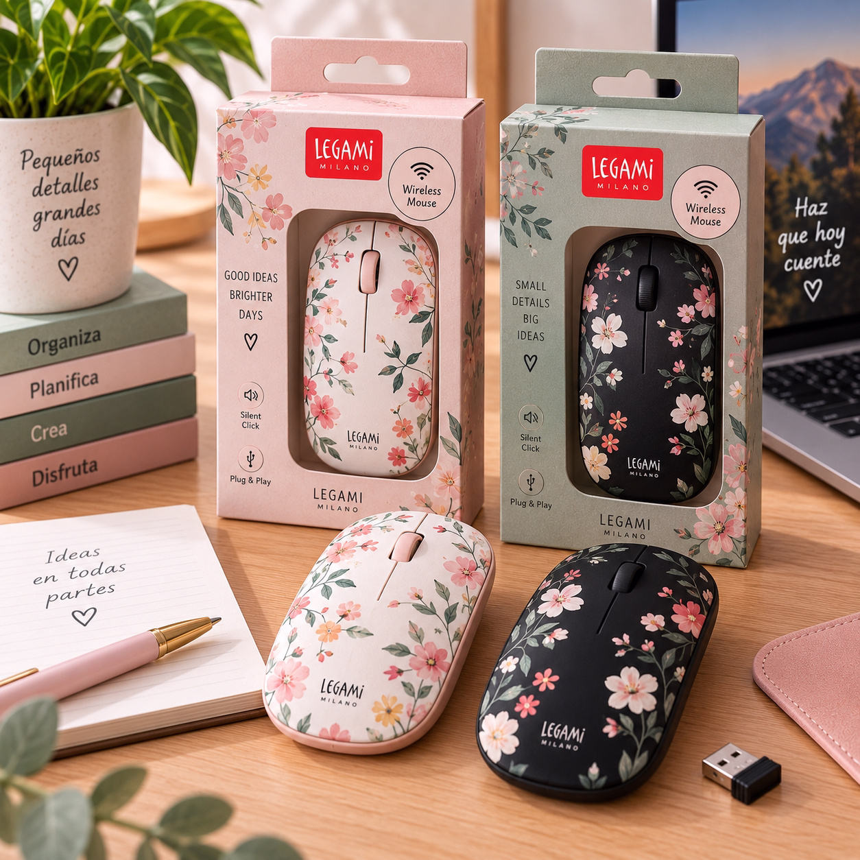 Ratón inalámbrico de diseño floral