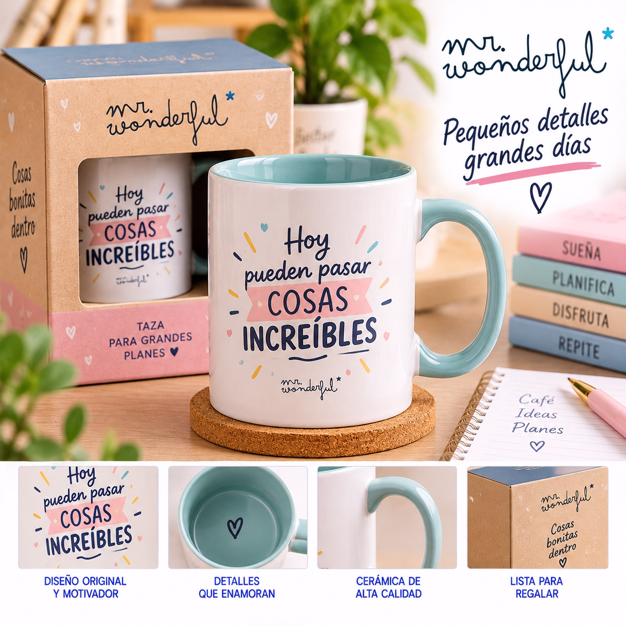 Taza con frase motivacional