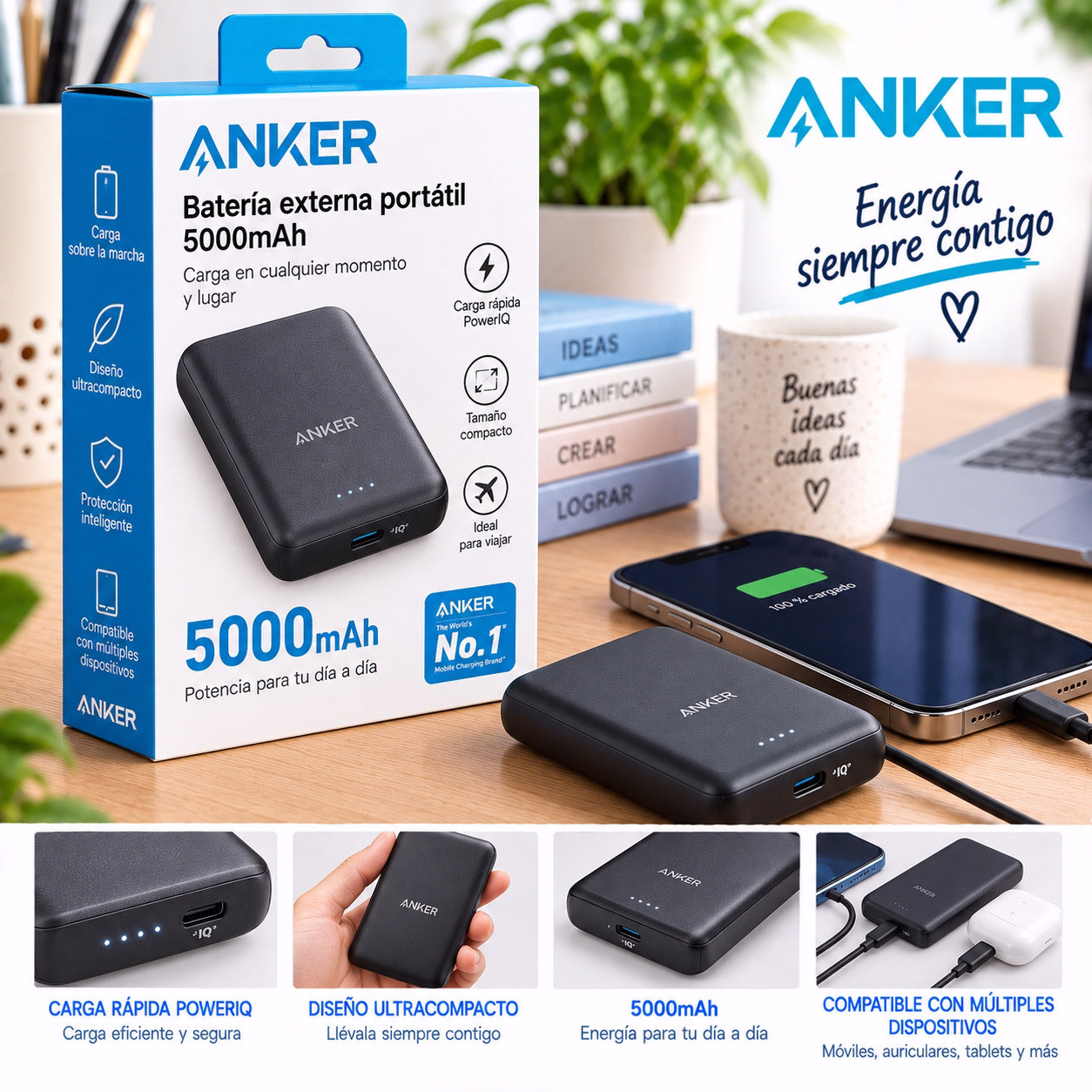 Batería externa portátil 5000mAh
